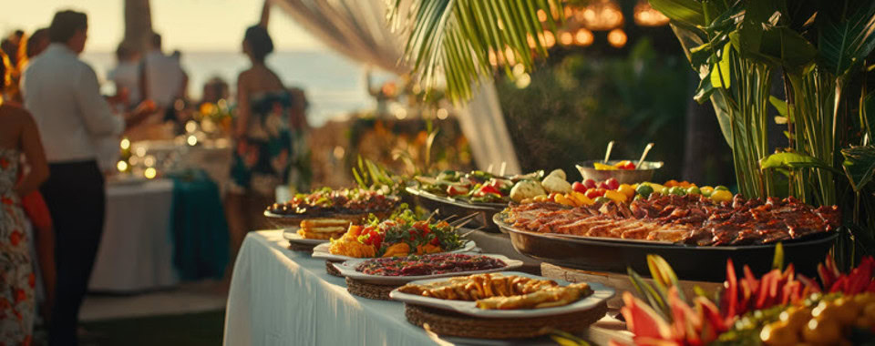 Al fresco dining at Vero Beach Film Festival with gourmet food and tropical setting.